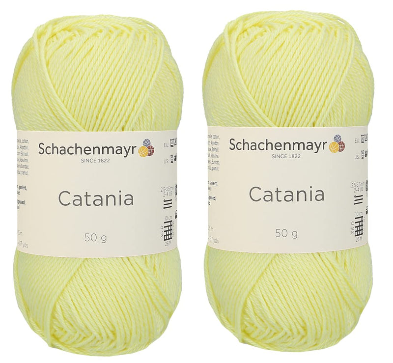 [ Set of 2 Skeins ] Catania Yarn Schachenmayr Originals 100% Mercerized Cotton Yarn, Total 3.52 Oz. Each 1.76 Oz (50g) / 136 Yrds (125 m) Amigurumi Yarn Fine-Sport 2 (100 Mimosa) 100 MIMOSA - NewNest Australia