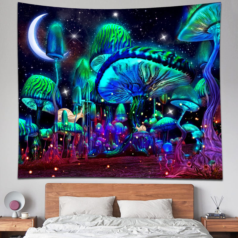 Mushroom Tapestry Snails Trippy Mushroom Tapestry Fantasy Decor Moon and Stars Tapestry Mushroom Room Decor Wall Tapestries for Bedroom (51.2?L × 59.1?W) - NewNest Australia