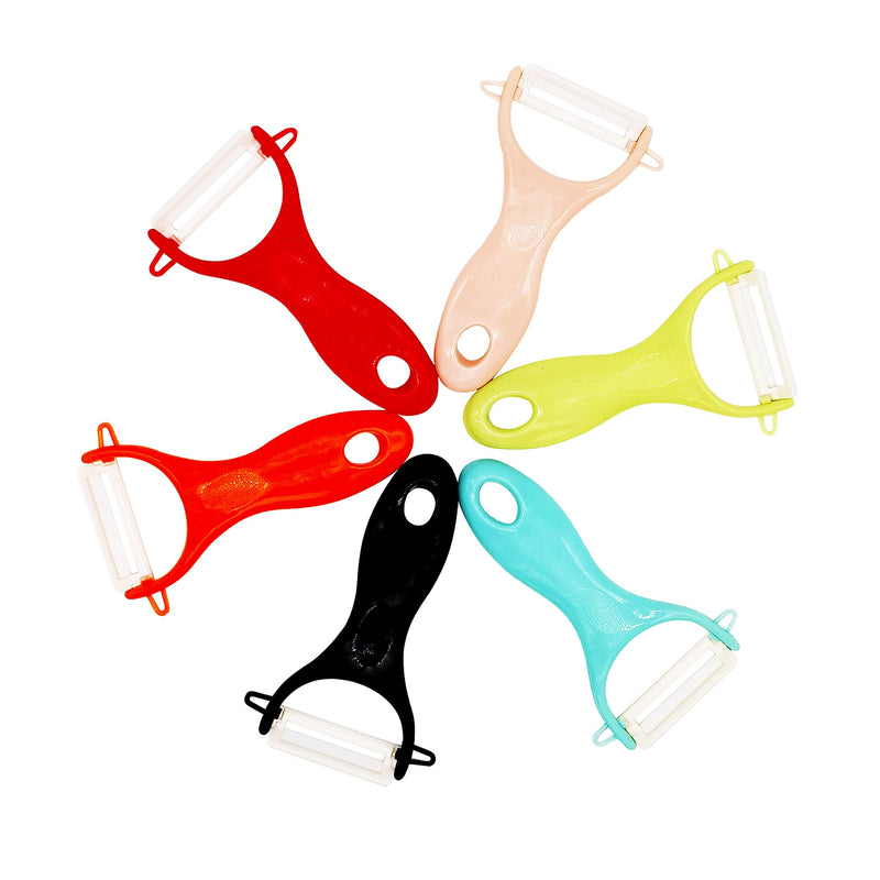 Trez Treamer 6-pack Light Ceramic Y Peeler Set with Sharp and Durable Blades Ergonomic Handles, Apple Potato Peelers Bar Tools Kitchen Gadgets, Red Black Pink Yellow Orange Green Blue - NewNest Australia