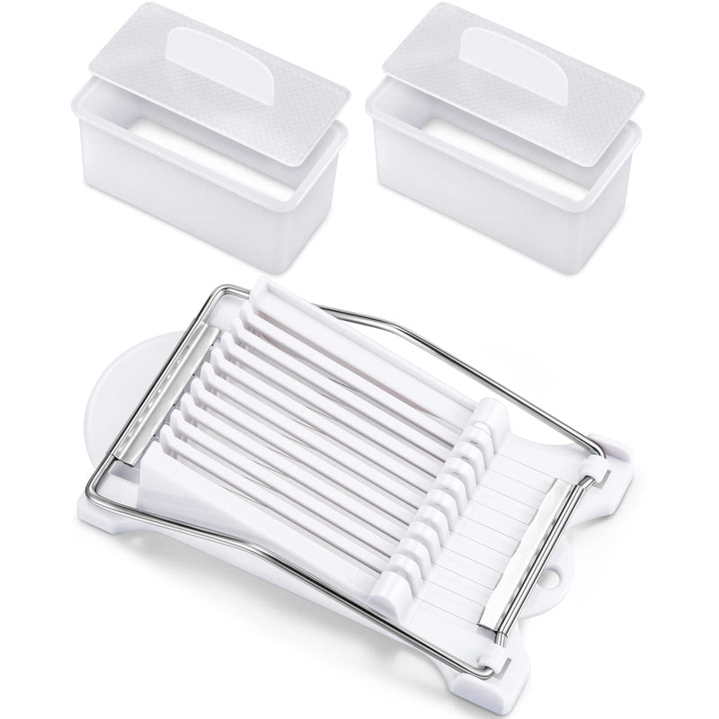 2 Pieces Spam Musubi Mold and Spam Slicer Rectangle White Spam Musubi Maker Kit Safe Luncheon Meat Slicer Musubi Press Mold for Kitchen, Restaurant, Home - NewNest Australia