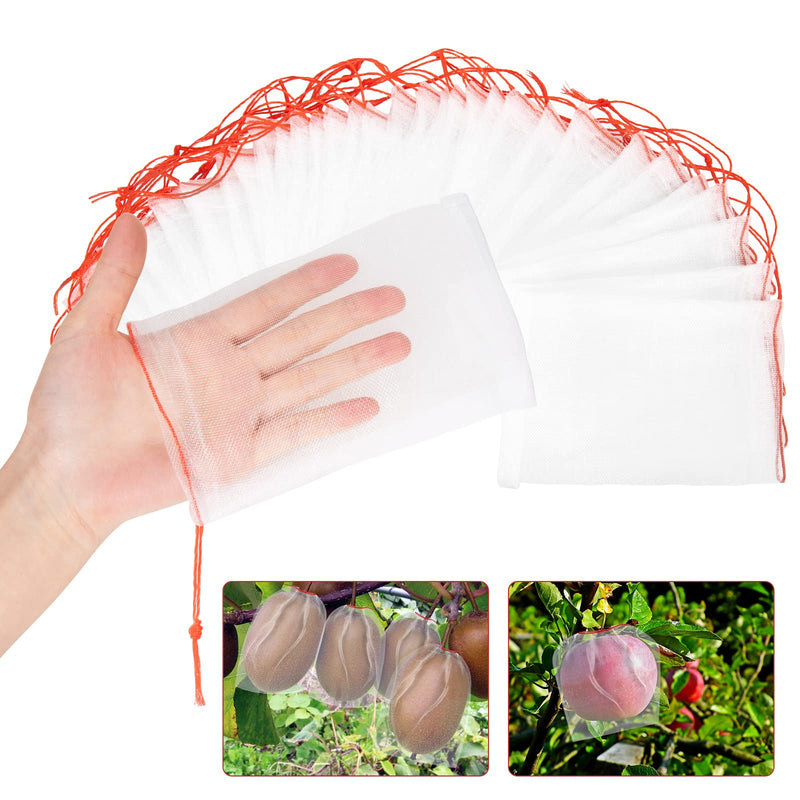 Kikhope 100Pcs 6"x4" Fruit Protection Bags, Garden Netting Bags with Drawstring, Fruit Netting Bags, Fruit Tree Bags, Netting Barrier Bags for Protecting Fruits and Vegetables 6"x4" - NewNest Australia
