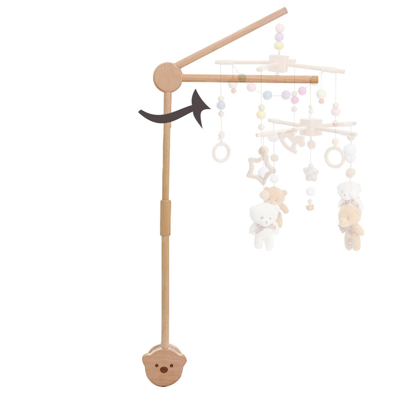 Crib Mobile Arm - HBM Rotating Wooden Mobile Arm for Crib 28-33 inch Baby Mobile Hanger Nursery Decor Mobile Stand for Crib ( Bear Mobile Holder ) Bear Wooden Arm - NewNest Australia