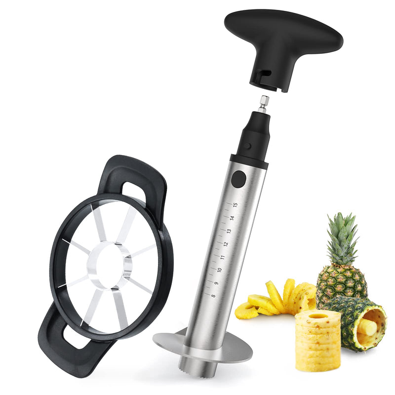 Newness Pineapple Corer Cutter, [Upgraded, Electric & Manual] Stainless Steel Fruit Pineapple Slicer with Electric Drill Accessory [Easier & Faster], Durable Pineapple Core Remover Kitchen Tool - NewNest Australia