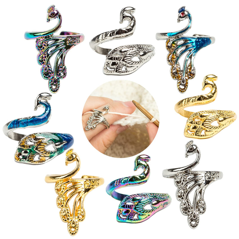 J.CARP 8 Pcs Adjustable Knitting Crochet Loop Ring, Braided Knitting Ring Yarn Guide Finger Holder for Mother Grandma Thanksgiving Presents - NewNest Australia