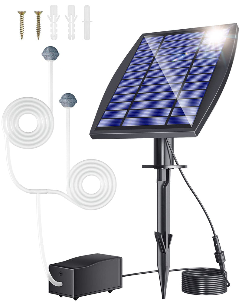 Aquarium Air Pump Oxygenator, 2.5W Solar Air Pump Aquarium and Air Bubble Stones, Air Bubble for Fish Tank up to 120 Gallons 3 Mode&No Noise Solar Pond Aerator for Pond Fishing Pool Oxygen Increasing - NewNest Australia
