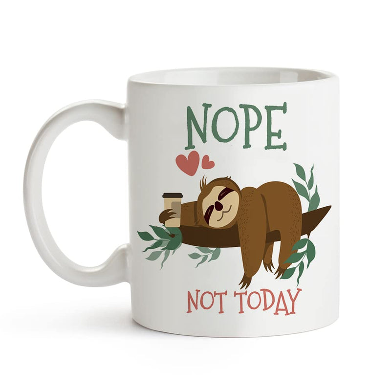 Yanprint Nope Not Today Funny Sloth Coffee Mug, Cute Sloth Gifts For Women men Friends Coworkers,Sloth Lover gifts Tea Cup 11oz - NewNest Australia
