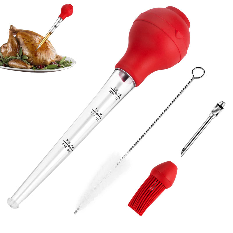 JY COOKMENT Turkey Baster with Barbecue Basting Brush, Baster Syringe for Home Baking and Roaster Turkey, Include Detachable Food Grade Silicone Bulb, Meat Injector Needle and Cleaning Brush 1 - NewNest Australia