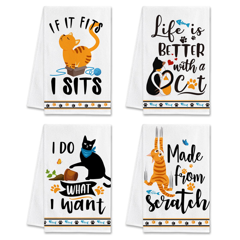 pinata Cat Kitchen Towels Decorative Set of 4 - Cat Lover Gifts for Women - Housewarming Gifts - Cat Gifts for Cat Lovers - Cat Mom Gifts for Women - Funny Cat Dish Towels - Cat Kitchen Decor - NewNest Australia