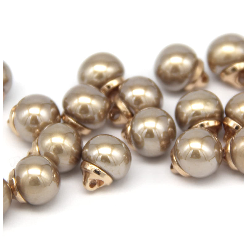 USOSOU 10mm Round Beige Faux Pearl Buttons with Gold Metal Shank, for Clothes, Shirts, Skirts, Wedding Dresses, DIY Crafts, Handmade Sewing Accessories(20pcs 10mm(3/8”)) - NewNest Australia