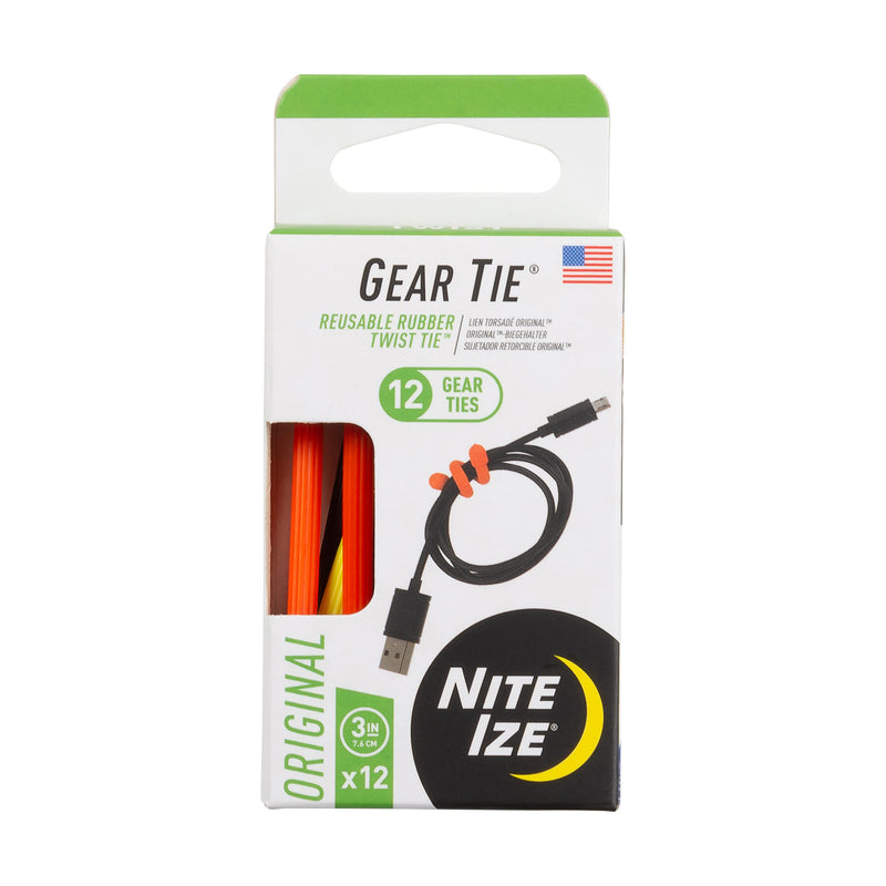 Nite Ize, Inc. GTPP3-A2-R8 Nite IZE Original Gear, Reusable Rubber Made in The USA, 3 inch 12 Pack, Assorted Twist Tie - NewNest Australia