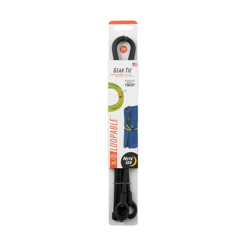 Nite Ize, Inc. GLL24-01-2R3 Nite IZE Gear Loopable, The Original Reusable Rubber Sturdy Integrated Loop, 24 Inch, Black, 2-Pack, Made in The USA Twist Tie - NewNest Australia