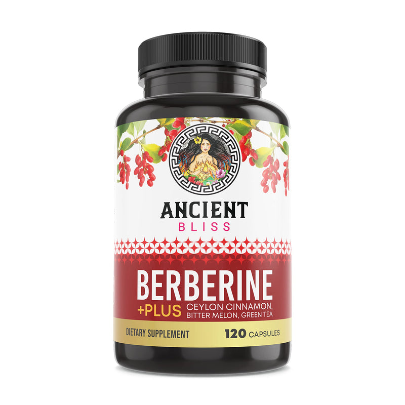 Ancient Bliss Berberine HCL 1200mg with Ceylon Cinnamon, Bitter Melon, and Green Tea Extract - 120 Capsules - Supports Insulin, Glucose Metabolism, Immune System - Blood Sugar Support - NewNest Australia
