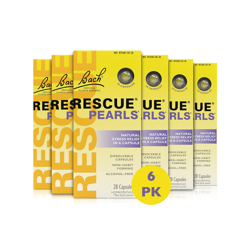 Bach RESCUE Pearls, Natural Orange Vanilla Flavor, Natural Stress Relief, Homeopathic Flower Remedy, Quick-Dissolve, Gluten and Sugar-Free, 6 Pack, 28 Count Each (Packaging Color May Vary) - NewNest Australia