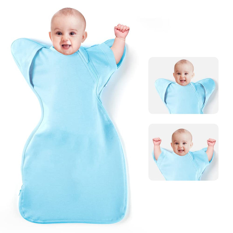 Knirose Swaddle Blanket Sleep Sack with Arms Up Design Help Baby Self-Soothing, Transitions to Arms-Free Wearable Sleeping Bag for Newborn Baby Snug Fit Calms Startle Reflex Dramatically Better Sleep Blue S ( 0-3 Months ) - NewNest Australia