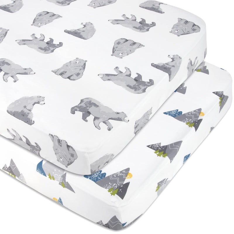 Standard Microfiber Fitted Crib Sheets for Baby Girl, Baby Boy, and Neutral, 2 Pack Crib Sheets Crib Essentials for Baby 28x52 Crib Sheets (Bears & Mountains) Bears & Mountains - NewNest Australia