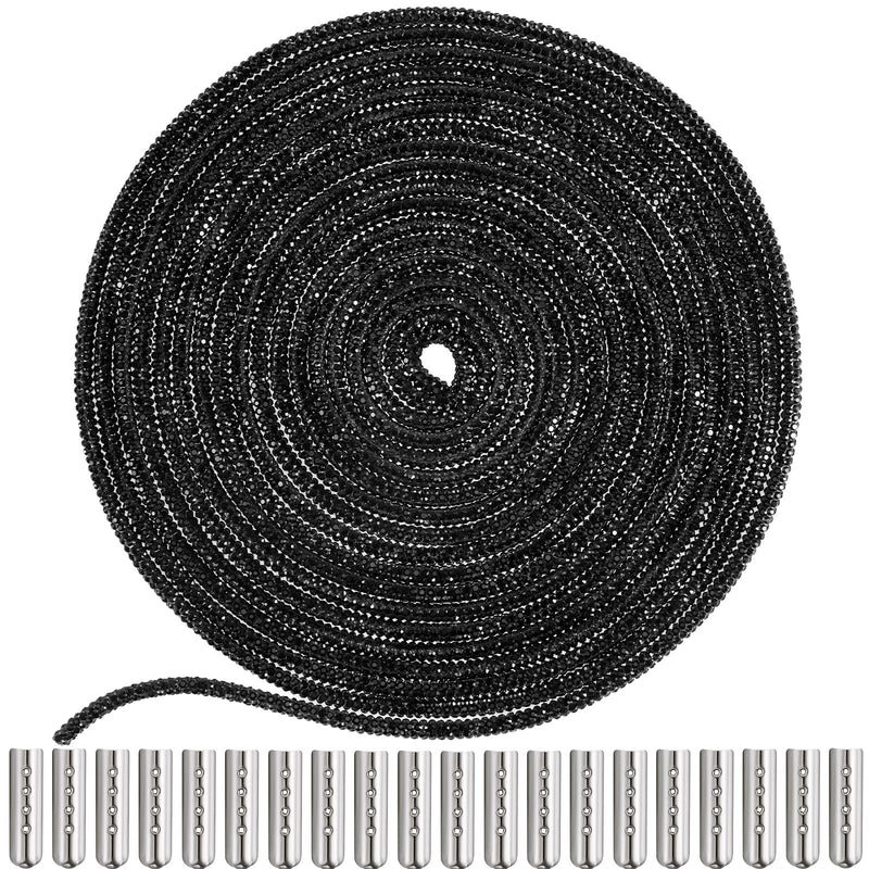 5.47 Yards Rhinestone Shoe Laces Bling Shoe Laces Rhinestone Diamond Hoodie String Glitter Cords for Sneakers with 20 Aglets Black - NewNest Australia