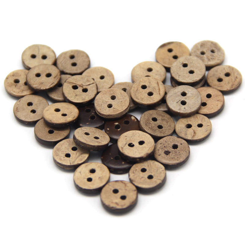 USOSOU 100pcs 10mm(3/8") Brown Natural Coconut Shell Buttons, 2 Holes Eco-Friendly Wooden Buttons for Clothes, Children Scrapbooking, Baby Sewing Decorations, DIY Crafts 10mm(3/8") - NewNest Australia