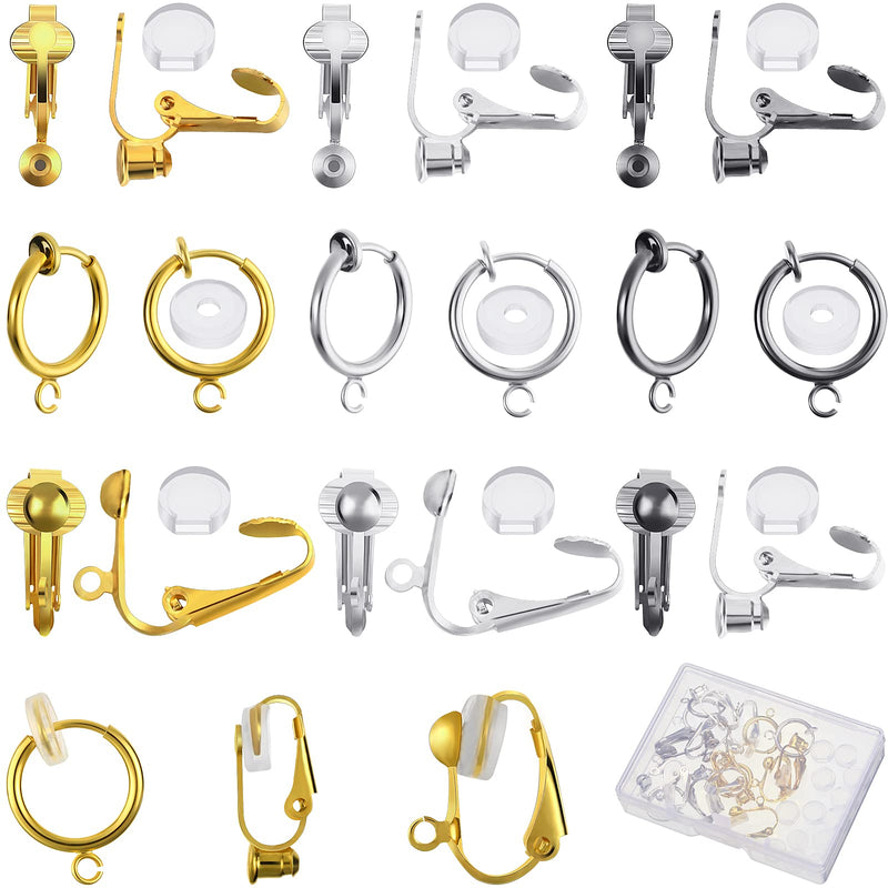 18 Pieces Clip-on Earrings Converter with Silicone Earring Pads 3 Colors Clip-on Earring Converter with Easy Open Loop for None Pierced Ears DIY Earring Jewelry Making Findings - NewNest Australia