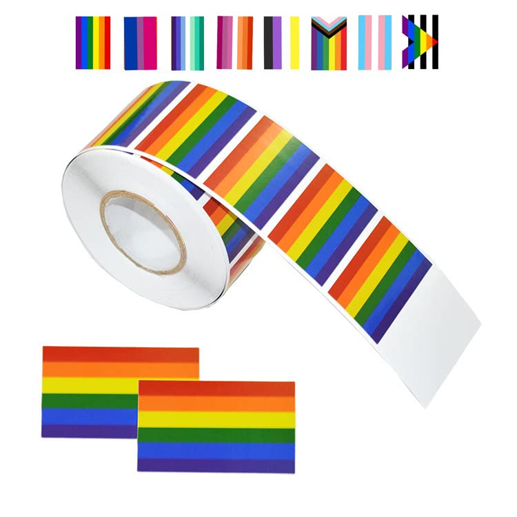 LGBTQ Pride Stickers, Six-Color Rectangle Rainbow Self Adhesive Decal Waterproof Stickers for Parades and Events(1 Roll - 300 Stickers) 6 Color Pride - NewNest Australia