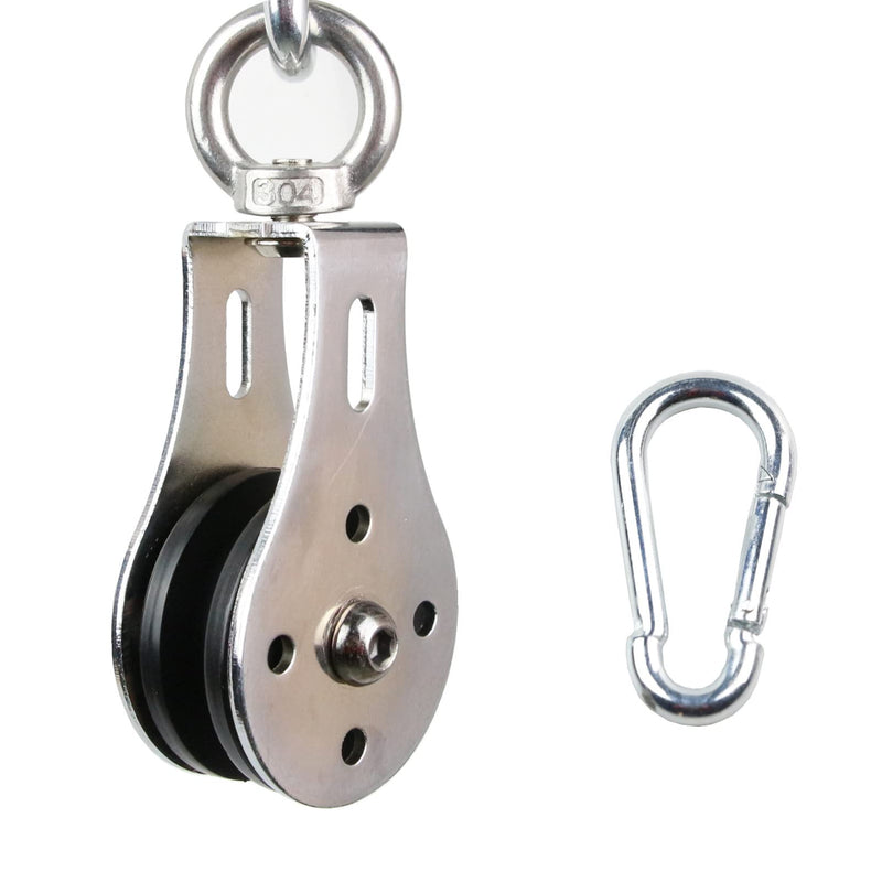 Pulley Wheel Stainless Steel Small Pulley Block 360 Degree Rotating Silent Cable Pully Load Bearing Mechanical Pulleys, Silver (Silver-1) Silver-1 - NewNest Australia