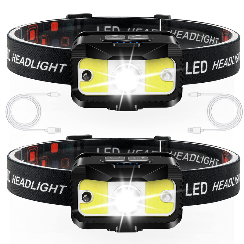 Headlamp Rechargeable, MIOISY 1200 Lumen Ultra Bright LED Head Lamp Flashlight with White Red Light, 2 Pack Motion Sensor Waterproof Headlight, 8 Modes Head Lights for Outdoor Camping Fishing Running - NewNest Australia