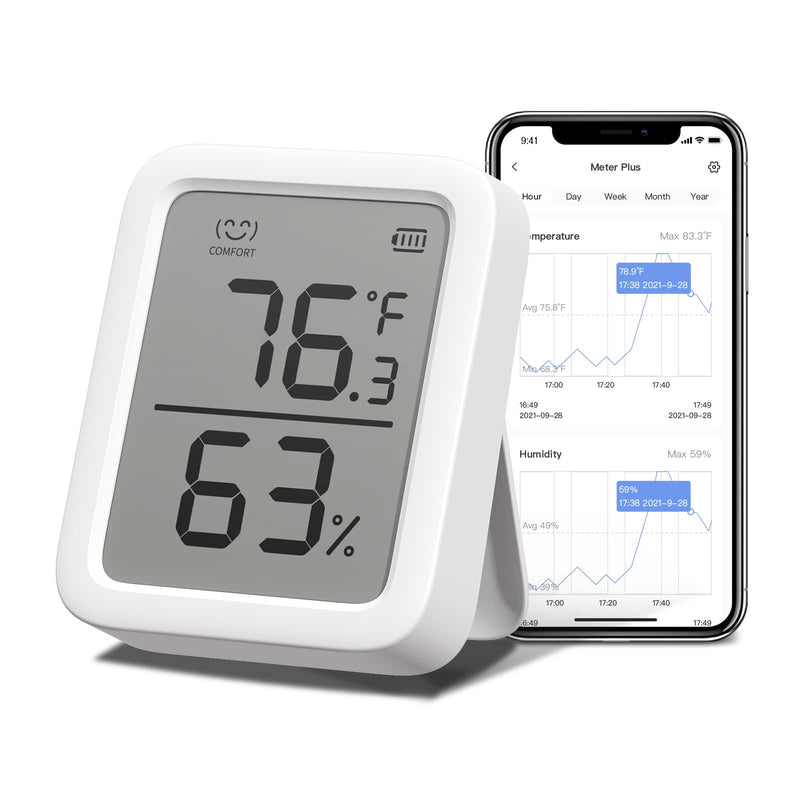 SwitchBot Thermometer Hygrometer, Bluetooth Indoor Humidity Meter and Temperature Sensor with App Control, Large LCD Display, Notification Alerts, Data Storage Export, Remote Monitor for Home - NewNest Australia