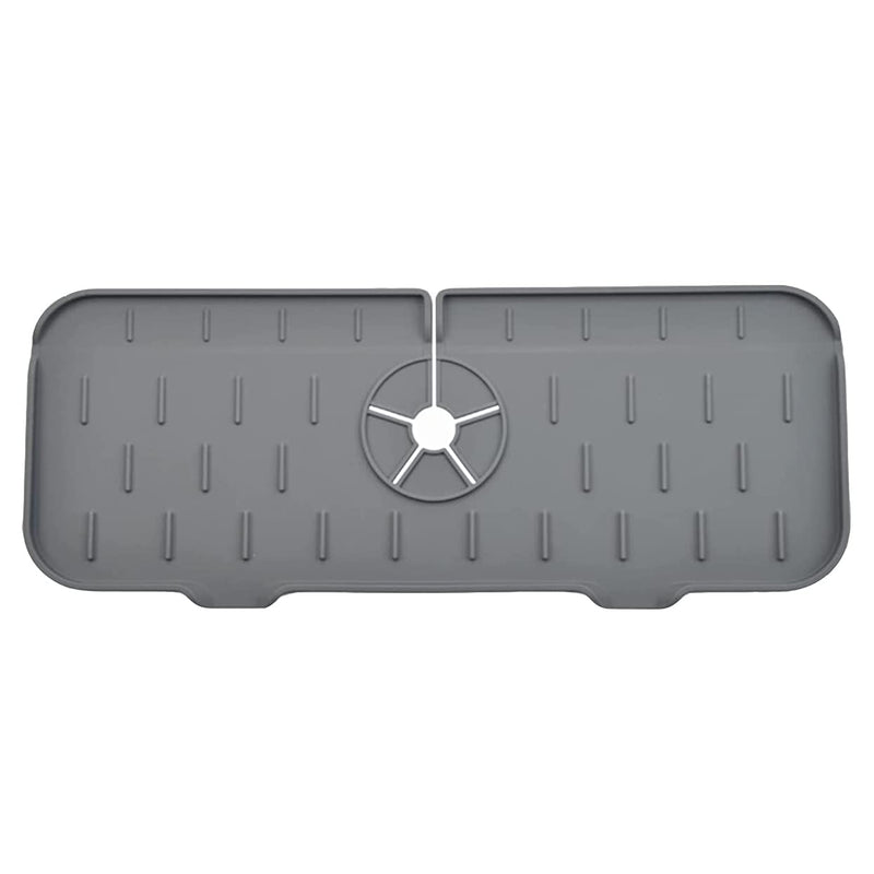 Kitchen Faucet Sink Splash Guard, Silicone Faucet Water Catcher Mat – Sink Draining Pad Behind Faucet, Grey Rubber Drying Mat for Kitchen & Bathroom Countertop Protect - NewNest Australia