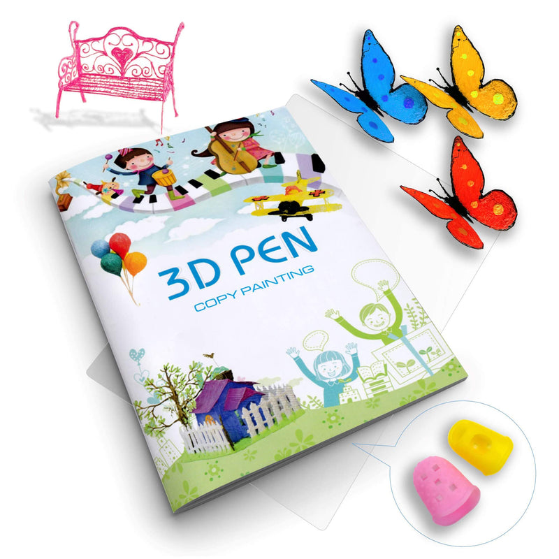 3D Printing Drawing Book, Reusable Colorful 40 Patterns Thick Paper Template with a Clear Plate, Painting Graffiti Template for 3D Pen Kids DIY Gift - NewNest Australia