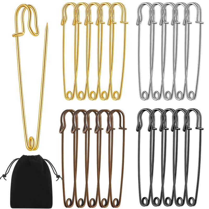 20 Pieces 4 Inch Large Heavy Duty Safety Pins for Clothes Extra Safety Pins Stainless Steel Gold Safety Pins Assorted for Blankets Mattress Covers Backpacks for Sewing Quilting Blankets Upholstery - NewNest Australia