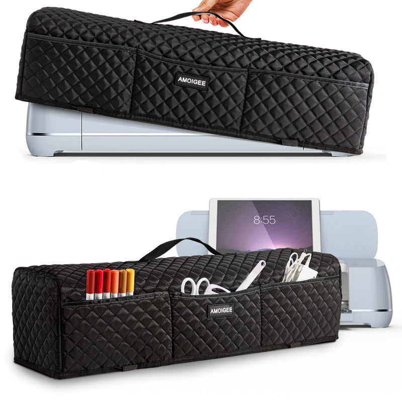 AMOIGEE Padded Dust Cover Compatible with Cricut Maker, Cricut Maker 3, Explore Air 2, Cricut Explore 3 Machine, with Pockets for Cricut Accessories Black - NewNest Australia