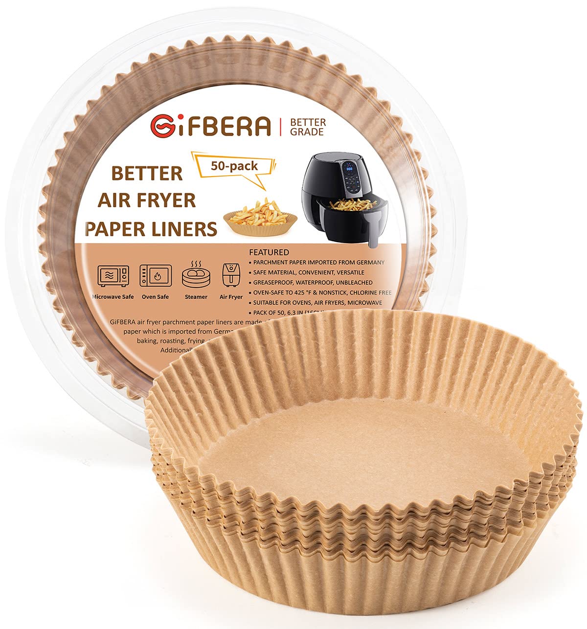 GiFBERA Air Fryer Disposable Paper Liner - Superior 6.3-Inch Air