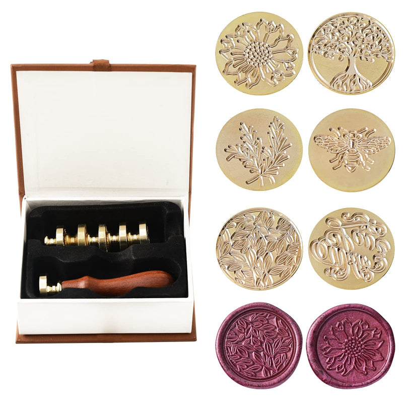 Wax Seal Stamp Set,Ailtuer 6 Pieces Plant Series Sealing Wax Stamp Heads + 1 Wooden Hilt, Vintage Seal Wax Stamp Kit with Gift Box (Botanical Set) Botanical Set - NewNest Australia