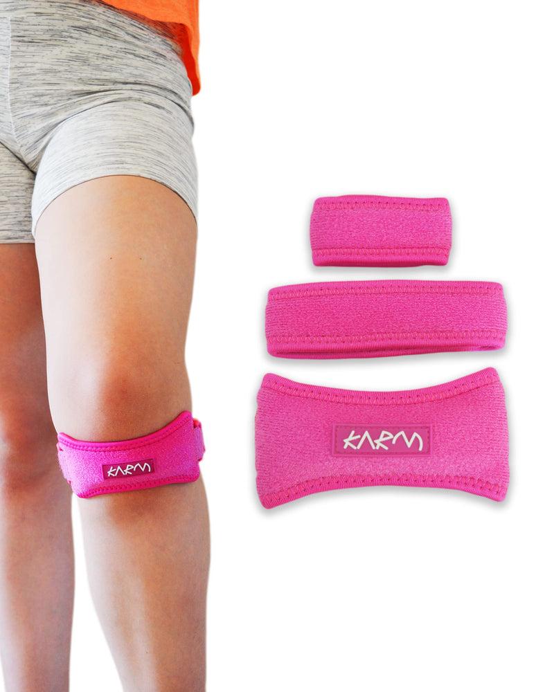 KARM Osgood Schlatter Kids Patella Knee Strap - Set of Knee Strap for Kids and 3 Adjustable Straps for Sports, Knee Pain & MCL. Kids Knee Band for Boys and Girls (One Size; Pink) One Size - NewNest Australia