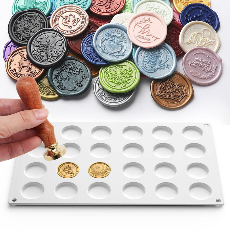 Silicone Mat Pad for Wax Seal Stamp,24 Cavity Wax Sealing Mat Pad with 50 Pcs Removable Double-Sided Adhesive Sticky Dots for DIY Craft Adhesive Waxing Sealing Wax Seal Stamp Stickers - NewNest Australia