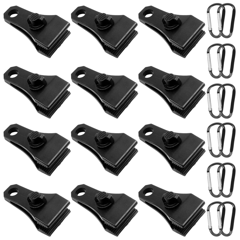 Upgrade Large Tarp Clips Heavy Duty Lock Grip -Total 24 PCs Tarp Clamps Thumb Screw Tent Fasteners Clips with Carabiner for Camping Awnings Caravan Canopies Car Truck Swimming Pool Boat Cover Clips Large 24 Tarp Clips With Carabiner-black - NewNest Australia