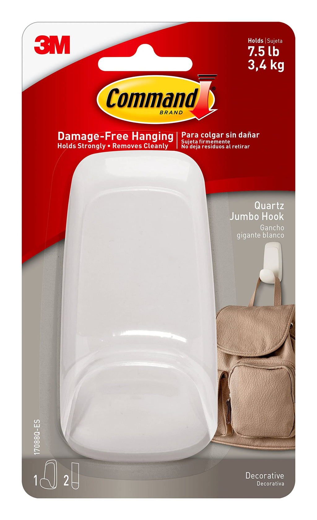 Command Jumbo Hooks, Total 4 Hooks with 8 Command Strips, 4 Pack of 1 Hook, Decorate Damage Free Quartz - NewNest Australia