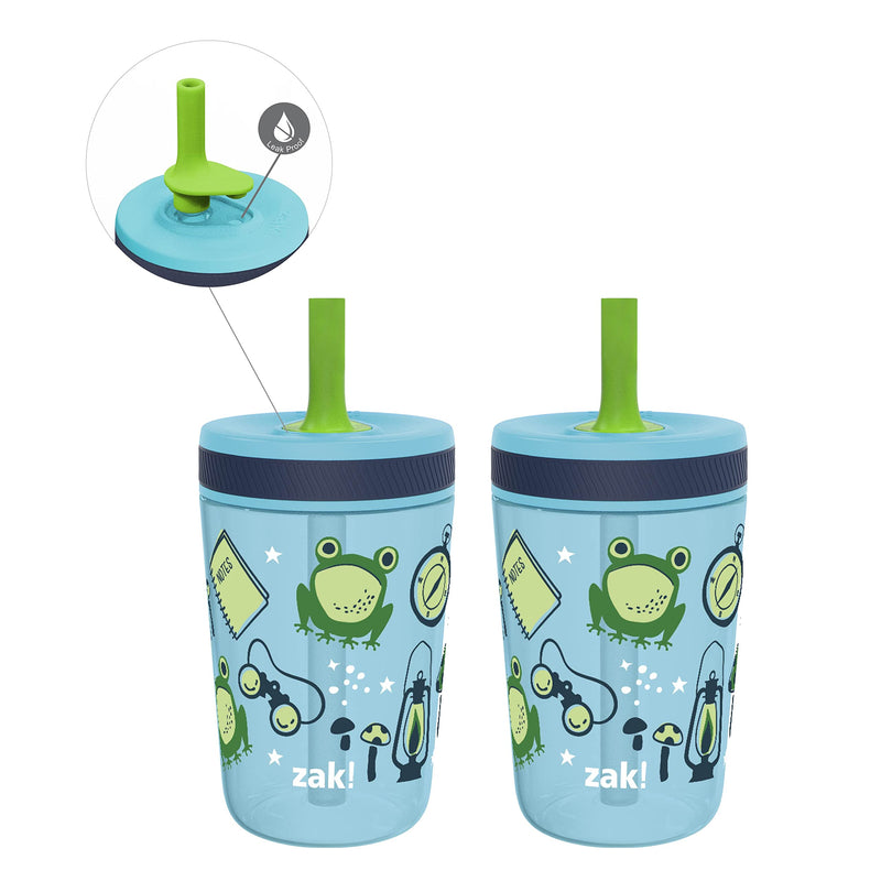 Zak Designs Kelso 15 oz Tumbler 2pc Set, ( Campout ) Non-BPA Leak-Proof Screw-On Lid with Straw Made of Durable Plastic and Silicone, Perfect Baby Cup Bundle for Kids - NewNest Australia