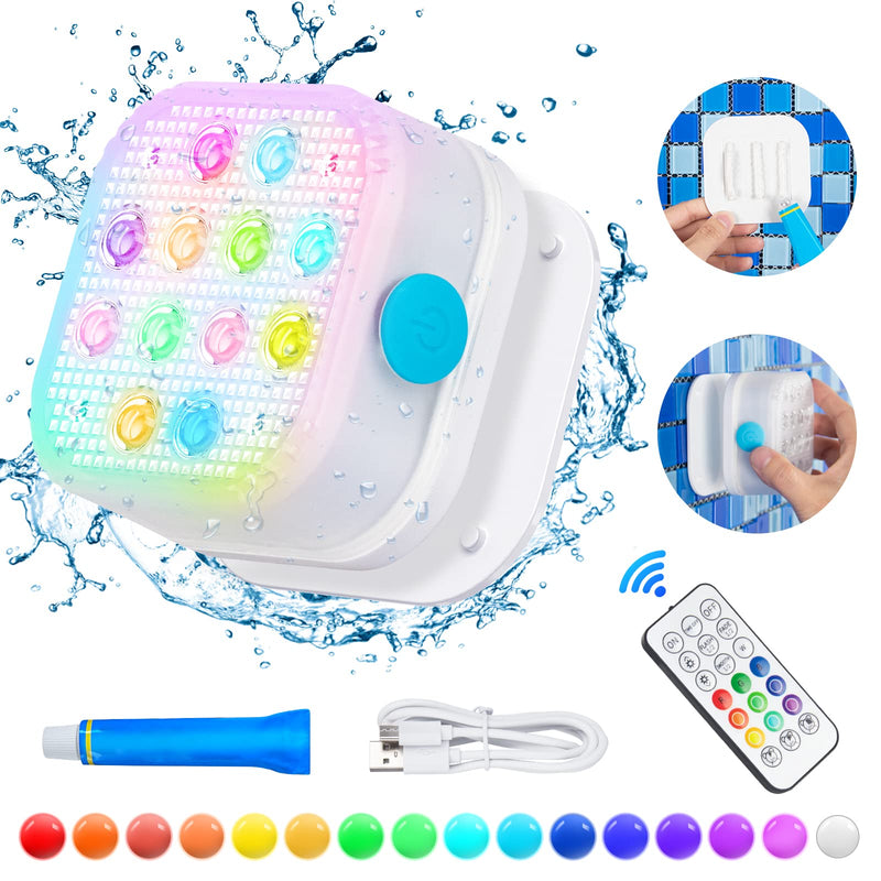 Purheme Rechargeable Submersible Pool Lights with Remote, Waterproof Underwater USB-C Charging Battery Operated Controlled 16 Color Changing LED Built-in Magnet Floating Lights Party Decoration 1 Pack 1 Set - NewNest Australia