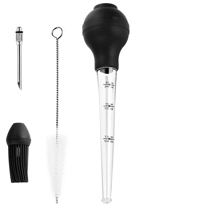 DIMESHY Turkey Baster Food Grade for Cooking & Basting, Detachable Round Bulb, Baster Cooking Good for Meat Poultry Beef Chicken, with Cleaning brush, inject needle, Basting brush Black - NewNest Australia