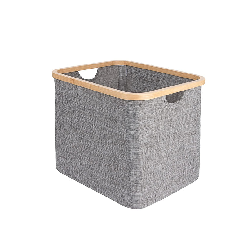 Naturoom 44L Bamboo Storage Basket | Laundry Hamper, Folding Bamboo Frame Fabric Shelf Basket With Handles, Large Cube Organizer Perfect For Bathroom, Bedroom Dirty Clothes/ Towels/ Blankets/ Toys Storage Bin - NewNest Australia