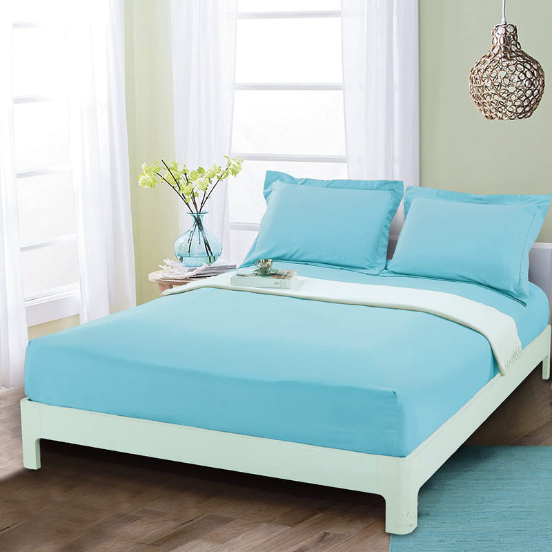 Mocassi Twin Fitted Sheet - Deep Pocket Cooling Sheets up to 16 inch - Hotel Luxury 1800 Thread Count - Softest Sheets - Wrinkle Resistant - 1 Single Bottom Fitted Sheet, Twin, Aqua Blue - NewNest Australia