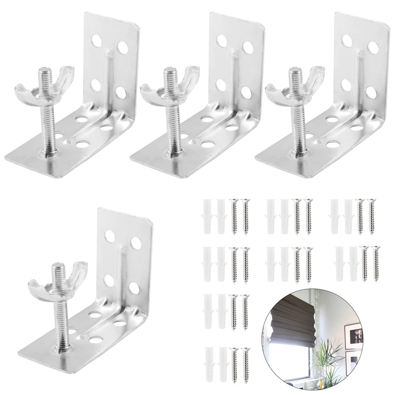 LifCratms 4pcs Mounting L Bracket and Wingnut, Wall Mount Shade L-Bracket Drapery Hardware Universal Design for Roman Shade Woven Wood Bamboo & Ceiling Home Window - Silver 4 Pieces - NewNest Australia