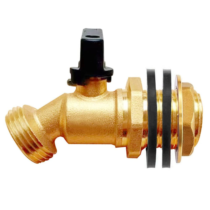 Uenede Solid Brass Water Container/Rain Barrel Faucets Spigot 3/4"G Male Inlet to 3/4"GHT Male Outlet with Quarter Turn Ball Valve Include Bulkhead Fitting and Washers - NewNest Australia