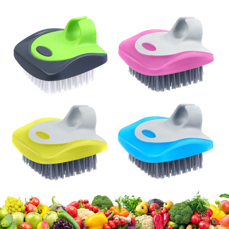 Aodaer 4 Piece Vegetable Brush Potato Scrubber Brush Silicone Hard and Soft Side Fruit Cleaning Tools for Delicate or Tough-Skinned Vegetables - NewNest Australia