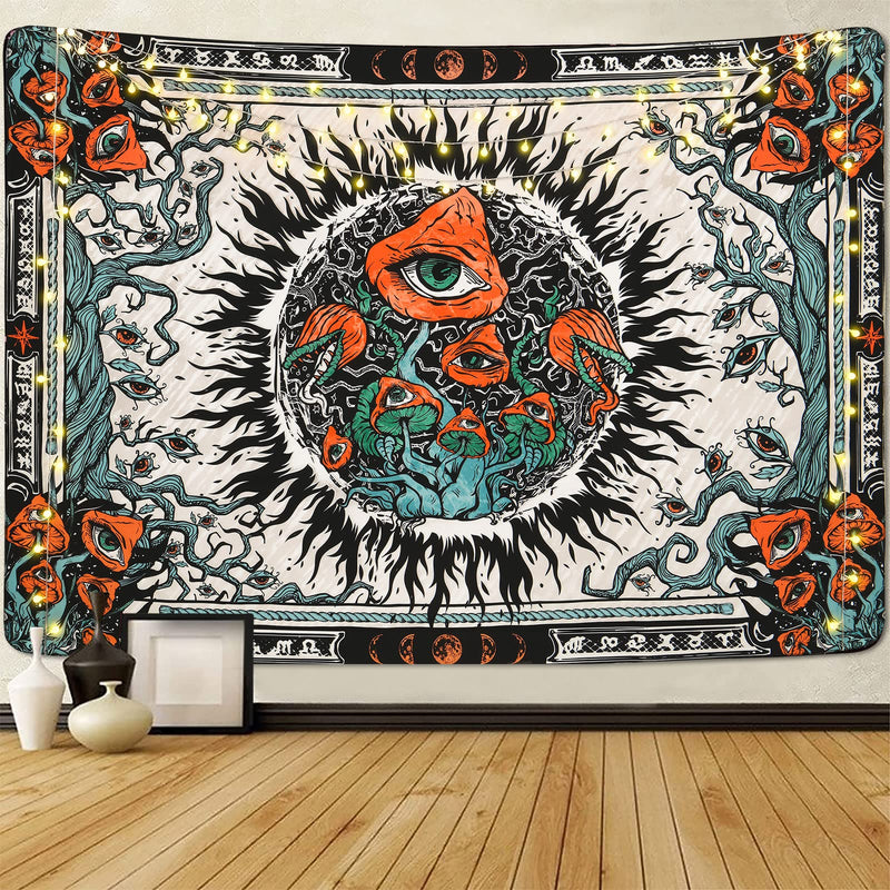 Mushroom Tapestry Burning Sun Tapestries Hippie Eyes Tapestry Mandala Vines Tapestry Moon Phase Tapestry Wall Hanging For Room(51.2 x 59.1 inches) Multicolor 51.2" x 59.1" - NewNest Australia