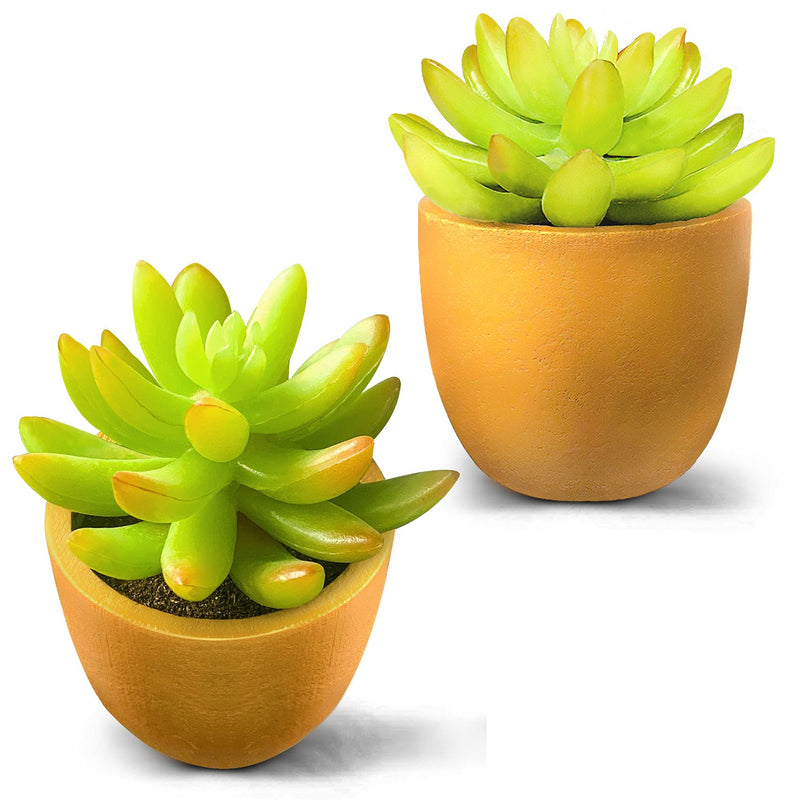 Bathroom Decor,(2-Pack) Artificial Succulents for Home Decor Indoor,Bookshelf Decor,Faux Plants Indoor,Desk Plant,High End Fashion Golden Flower Pot Artificial Succulents Gold Succulents-2 Pcs - NewNest Australia