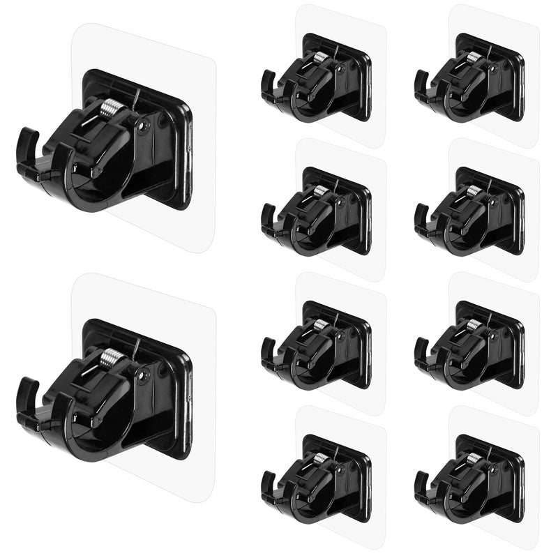 JIBOLAT 10PCS Self Adhesive Curtain Rod Holders No Drill Curtain Rods Brackets No Drilling Nail Free Adjustable Curtain Rod Hooks Curtain Hangers for Bathroom Kitchen Home Bathroom Hotel(Black) 10 Black - NewNest Australia