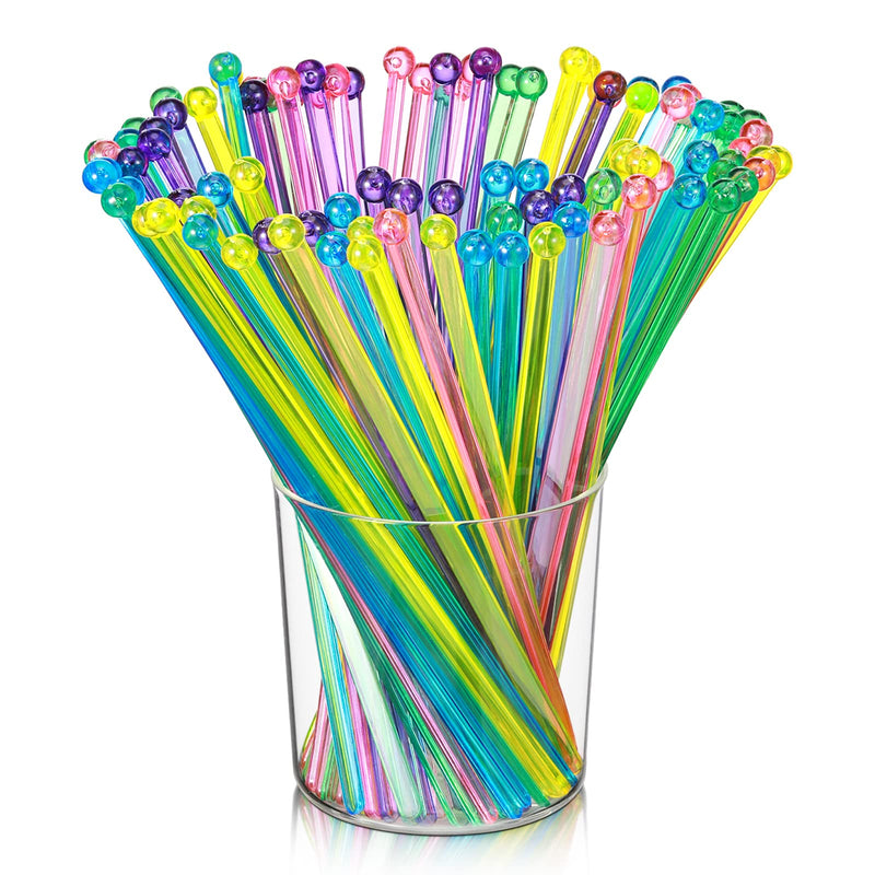 100 Pieces Disposible Plastic Round Top Crystal Swizzle Sticks (Multi Color) - NewNest Australia