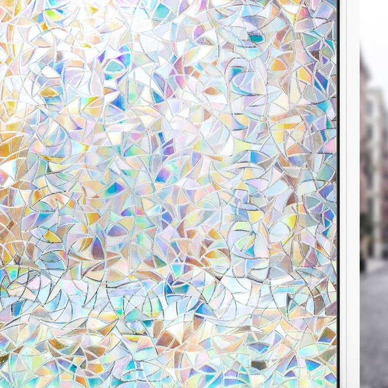 Window Privacy Film, Rainbow Window Clings, 3D Decorative Window Vinyl, Stained Glass Window Decals, Static Cling Window Sticker Removable Non-Adhesive UV Blocking (11.8" x 78.7") 11.8" x 78.7" - NewNest Australia