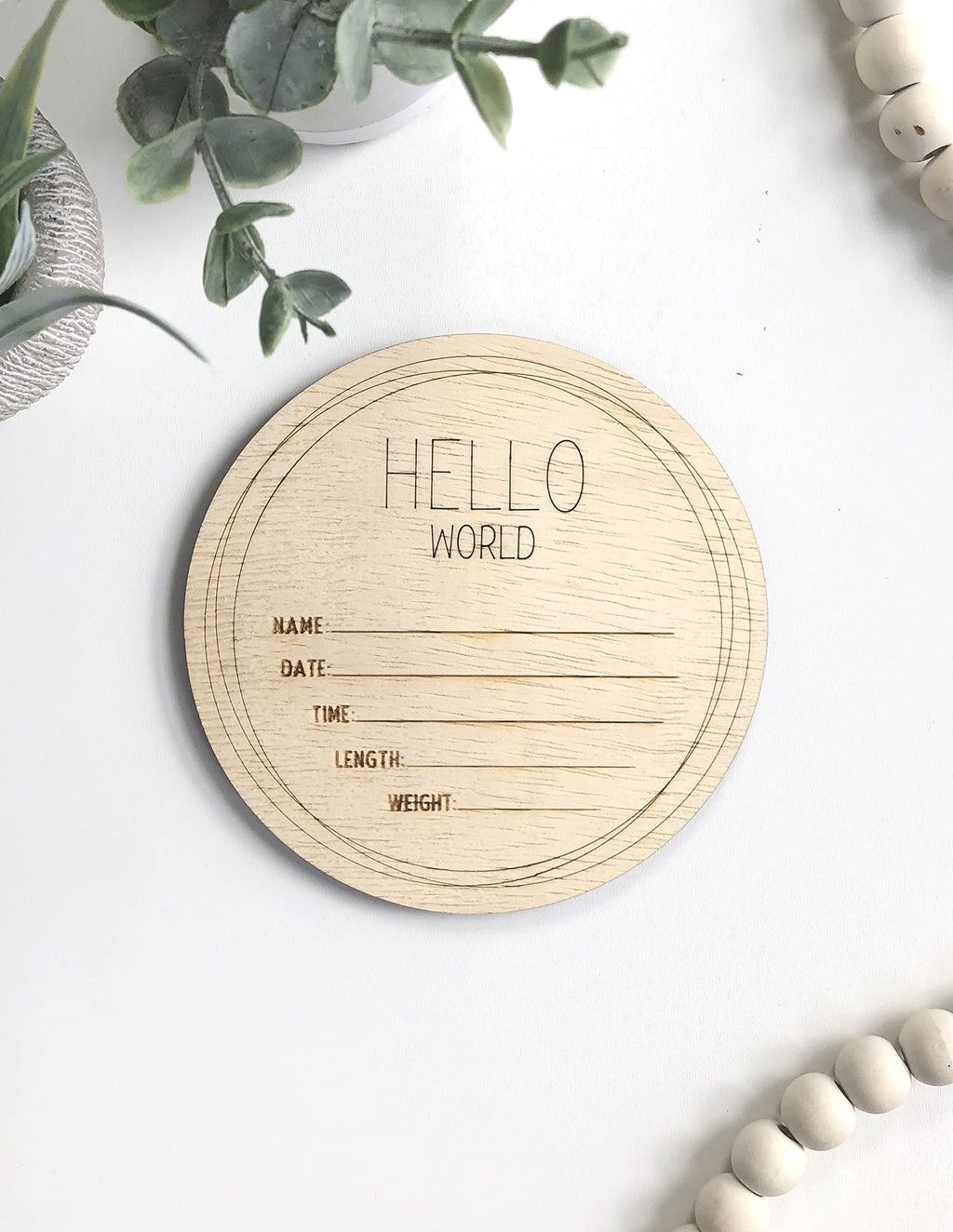 Baby Announcement Welcome Sign, Gender-Neutral, Hello Baby Arrival Photo Prop, Birth Stats Board Photo Prop, Wood Name Hello World Newborn Hospital Board - NewNest Australia